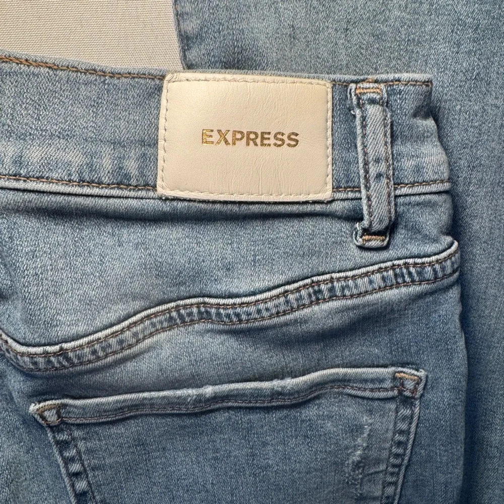 Express High Rise Bootcut Jeans Medium Wash Blue Size 4R Stretch Denim